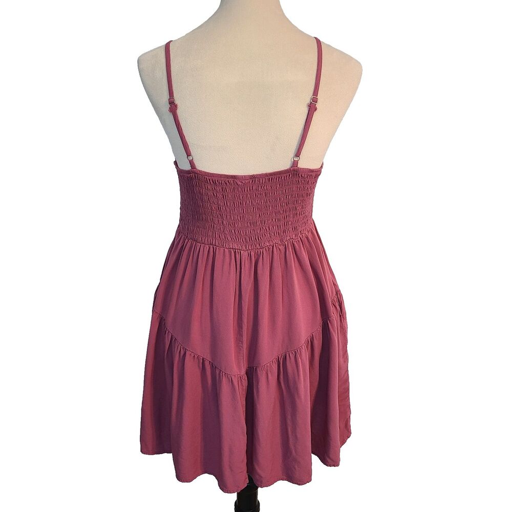 Wild Fable Mauve Eyelet Tiered Mini Dress L Boho Cottagecore Festival Romantic - Picture 2 of 8